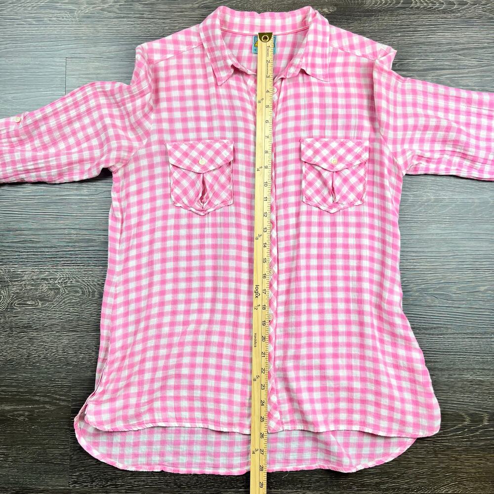 C&C California Women’s Long Sleeve Button Up Shirt Pink Plaid Sz‎ M 100% Cotton - Picture 6 of 12